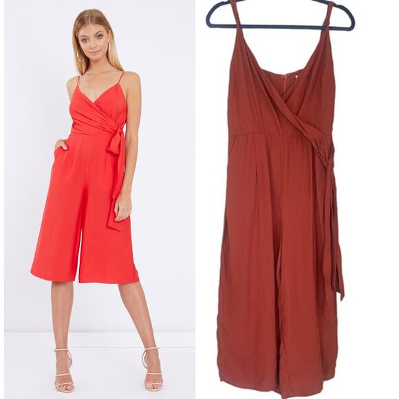 TUSSAH Maxie Wide Leg Wrap Jumpsuit in Rust Color - Picture 1 of 6